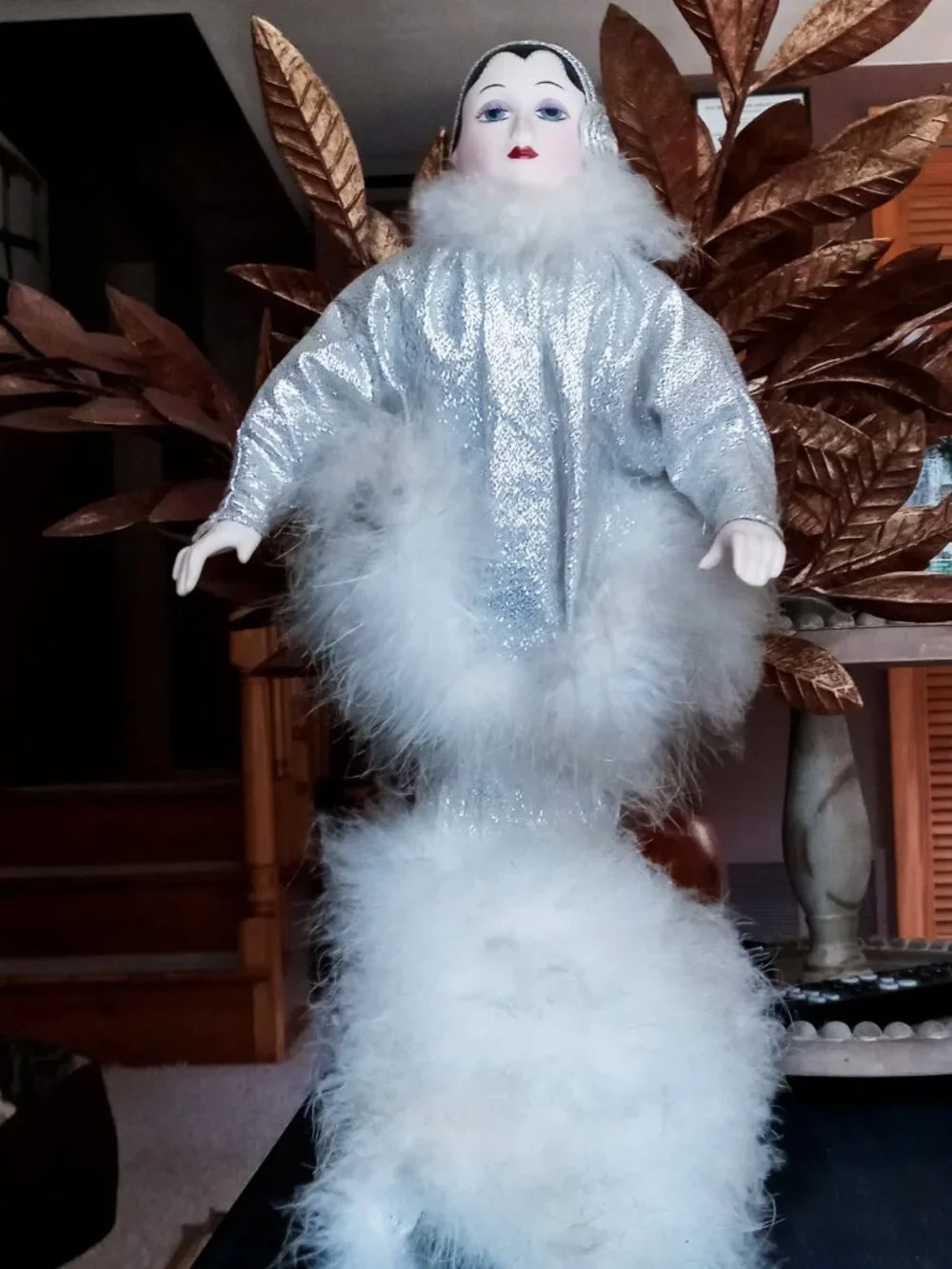 1985 Seymour Mann Art Deco Porcelain Doll 1920s Flapper Pierrot w/original box